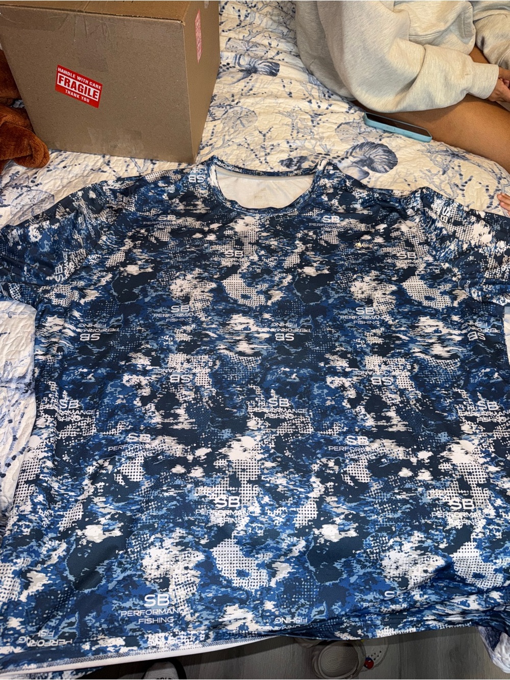 Performance Fishing Men's Blue Camo Short-Sleeve Tee